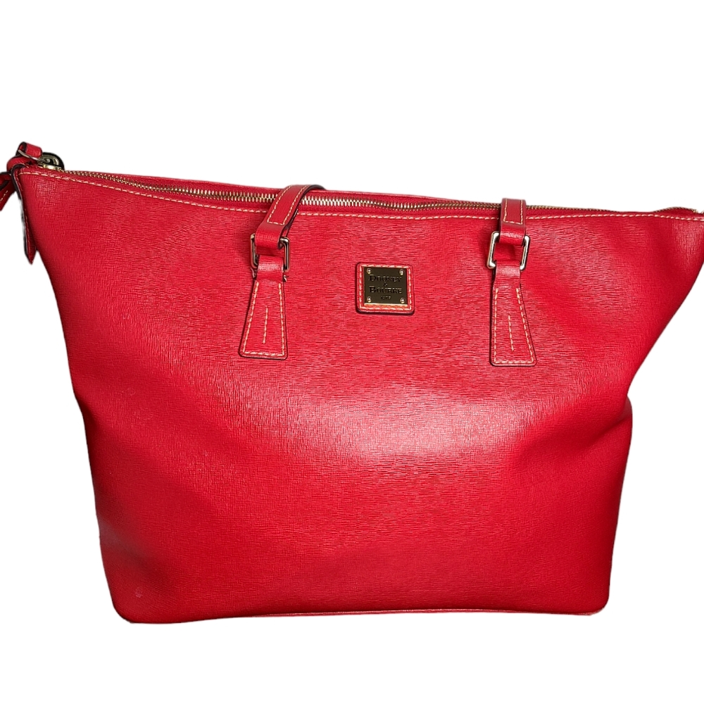 Dooney & Bourke Leather Red Large Zippered Tote
